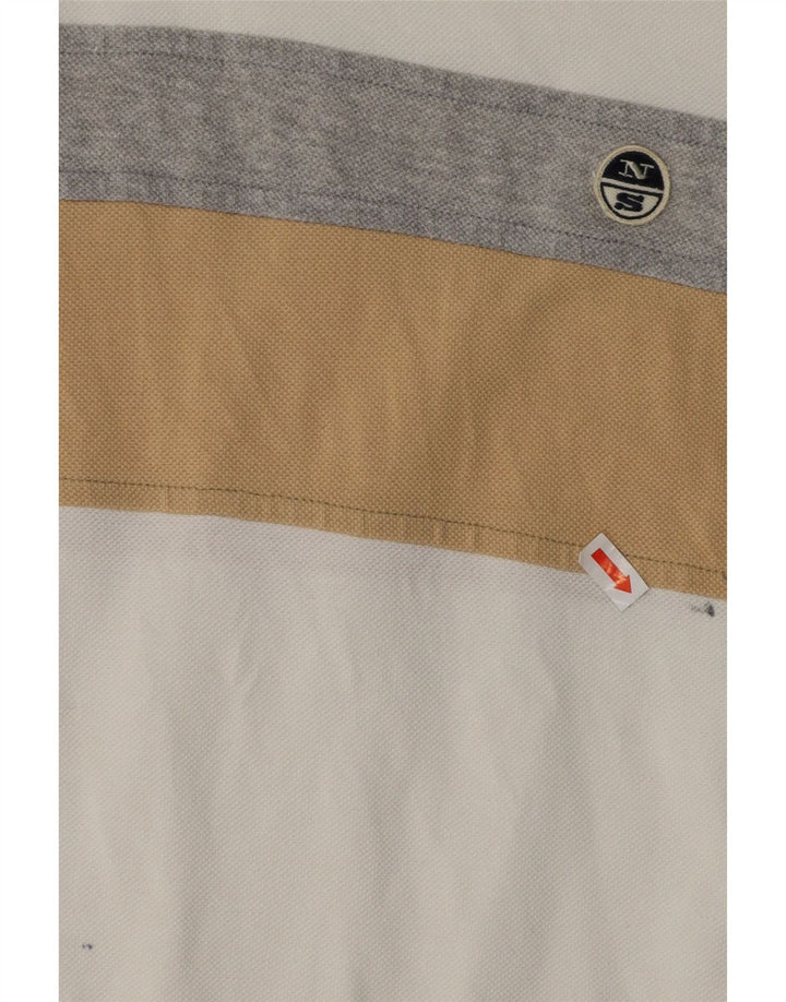 NORTH SAILS Mens Polo Shirt Medium White Colourblock