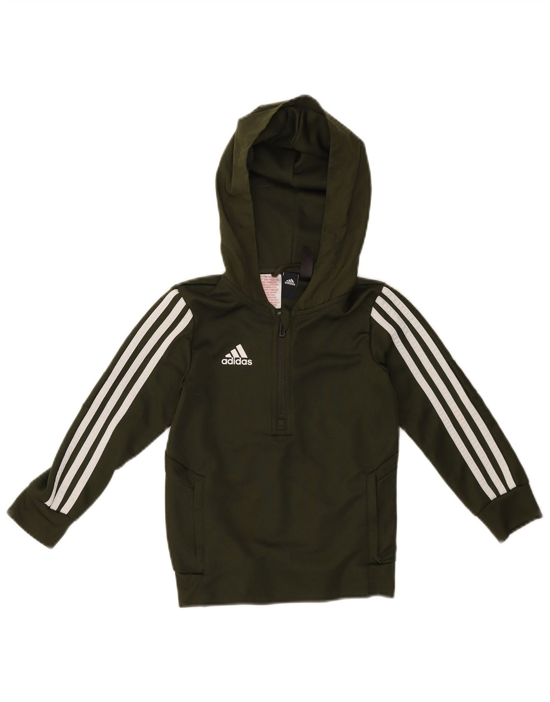 ADIDAS Boys Zip Neck Hoodie Jumper 5-6 Years Green Polyester