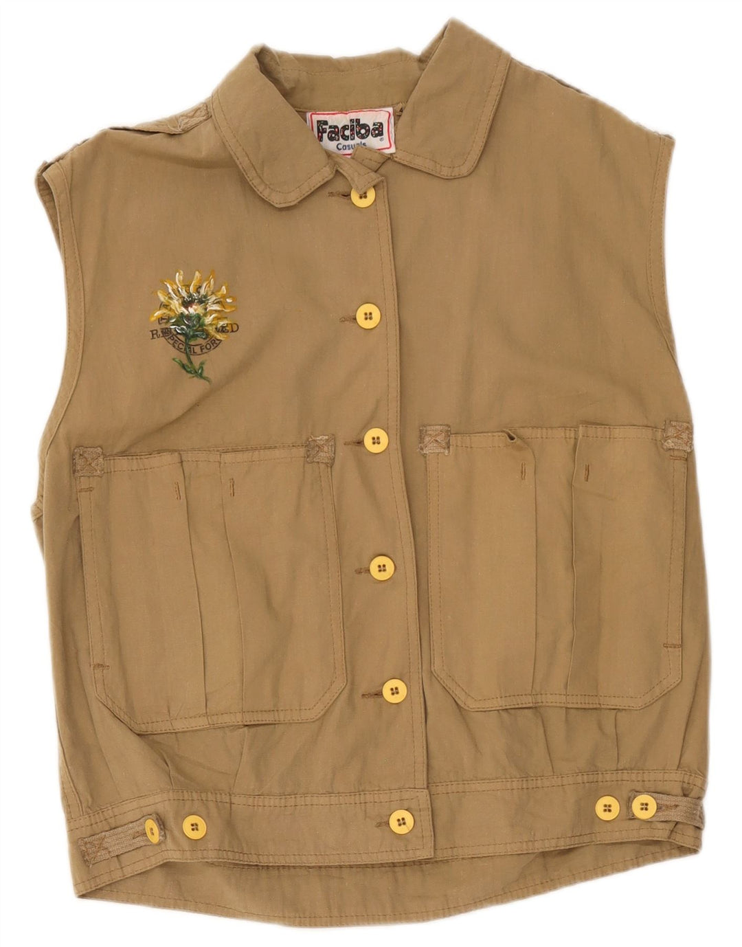 Gilet utility oversize da donna Faciba IT 44 Cotone floreale beige medio