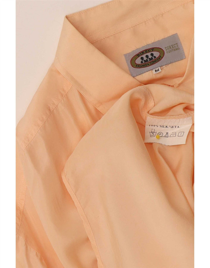 Camicia vintage da uomo a maniche corte in seta arancione medio
