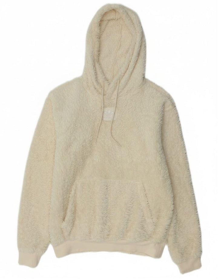 Maglione in pile con cappuccio da uomo Adidas XS Beige Poliestere