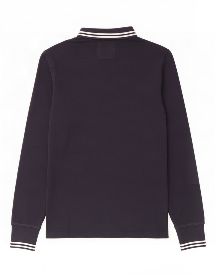 Polo da uomo a maniche lunghe Datch in cotone blu navy medio