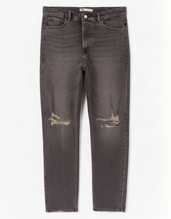 Jeans dritti invecchiati da uomo Zara EU 44 Large W34 L29 Cotone grigio