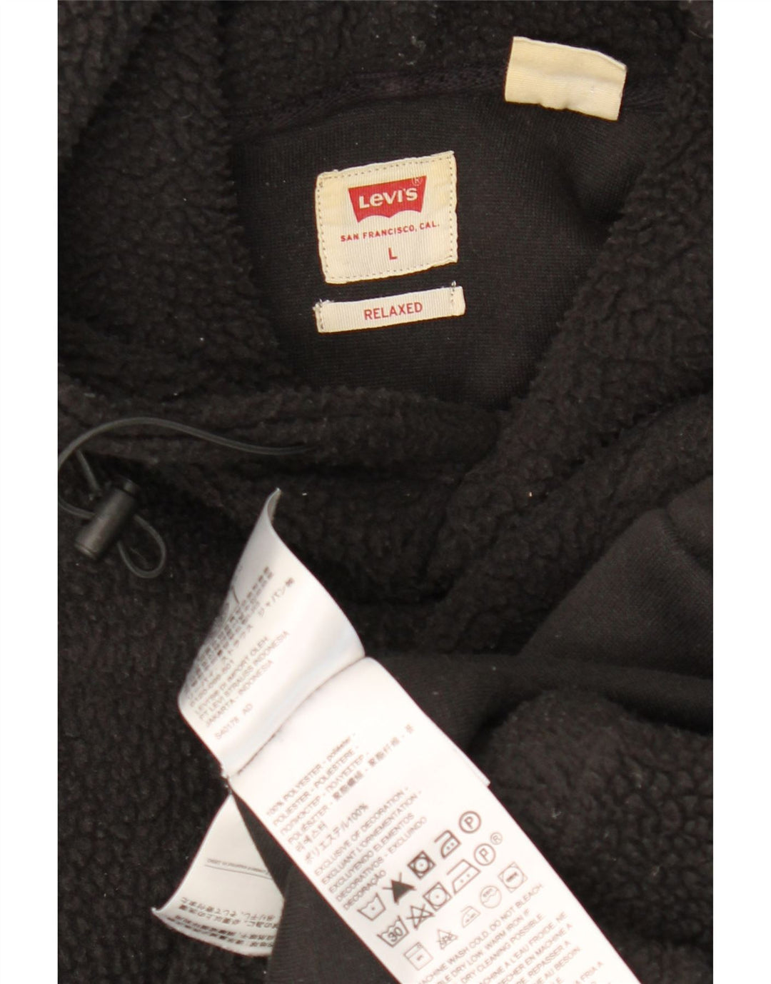 LEVI'S Maglione in pile con cappuccio rilassato da uomo grande poliestere nero