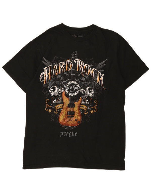 T-shirt grafica da uomo Hard Rock Cafe Praga, grande in cotone nero