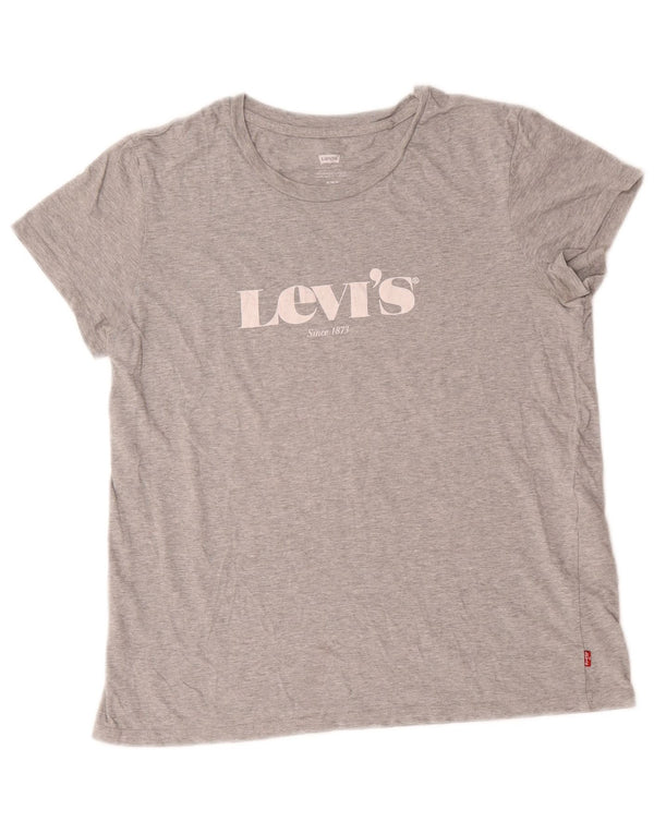 T-shirt grafica da donna Levi's Top UK 14 Cotone screziato grigio medio