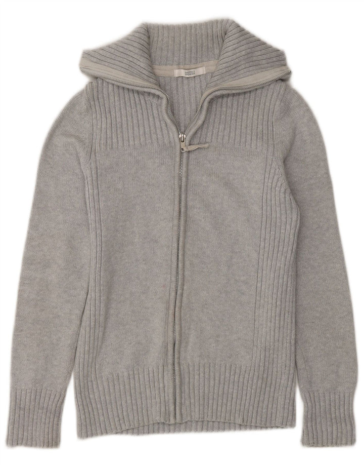 Maglione cardigan con zip intera da donna Marks & Spencer UK 12 Cotone grigio medio