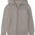 Maglione cardigan con zip intera da donna Marks & Spencer UK 12 Cotone grigio medio