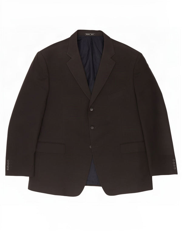 Giacca blazer a 3 bottoni da uomo Marks & Spencer UK 46 XL poliestere blu navy