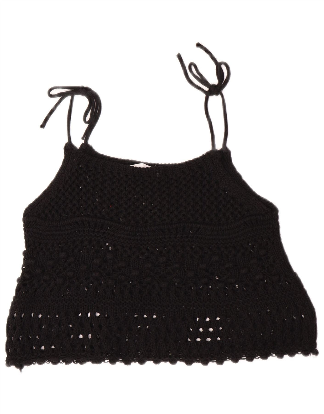 Top corto all'uncinetto senza maniche da donna Zara UK 12 medio nero