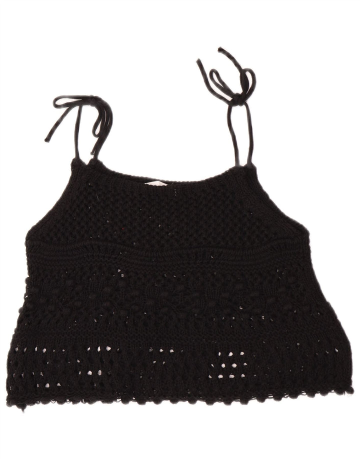 Top corto all'uncinetto senza maniche da donna Zara UK 12 medio nero