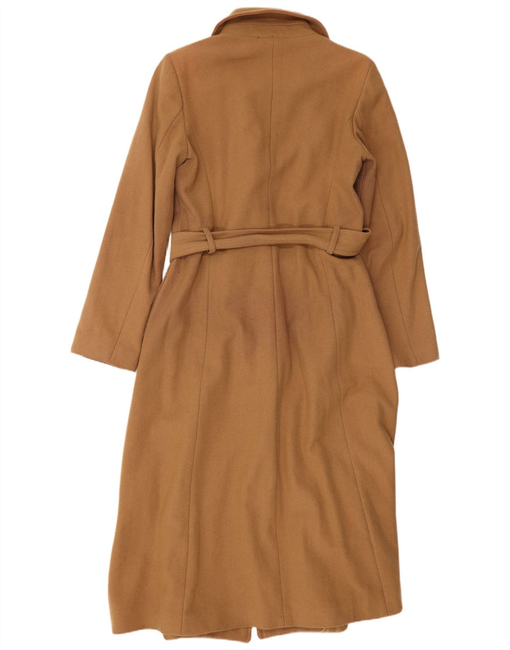 Benetton Womens Double Breasted Coat IT 44 Medium Beige Wool