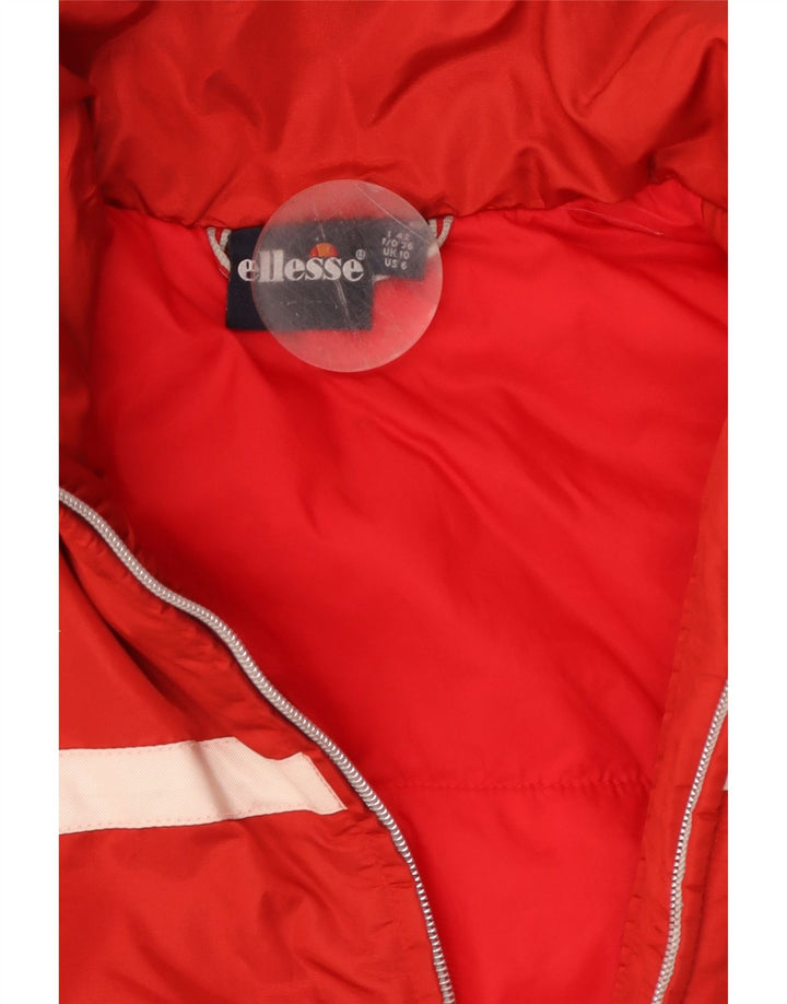 ELLESSE Gilet imbottito oversize da donna UK 10 piccolo rosso