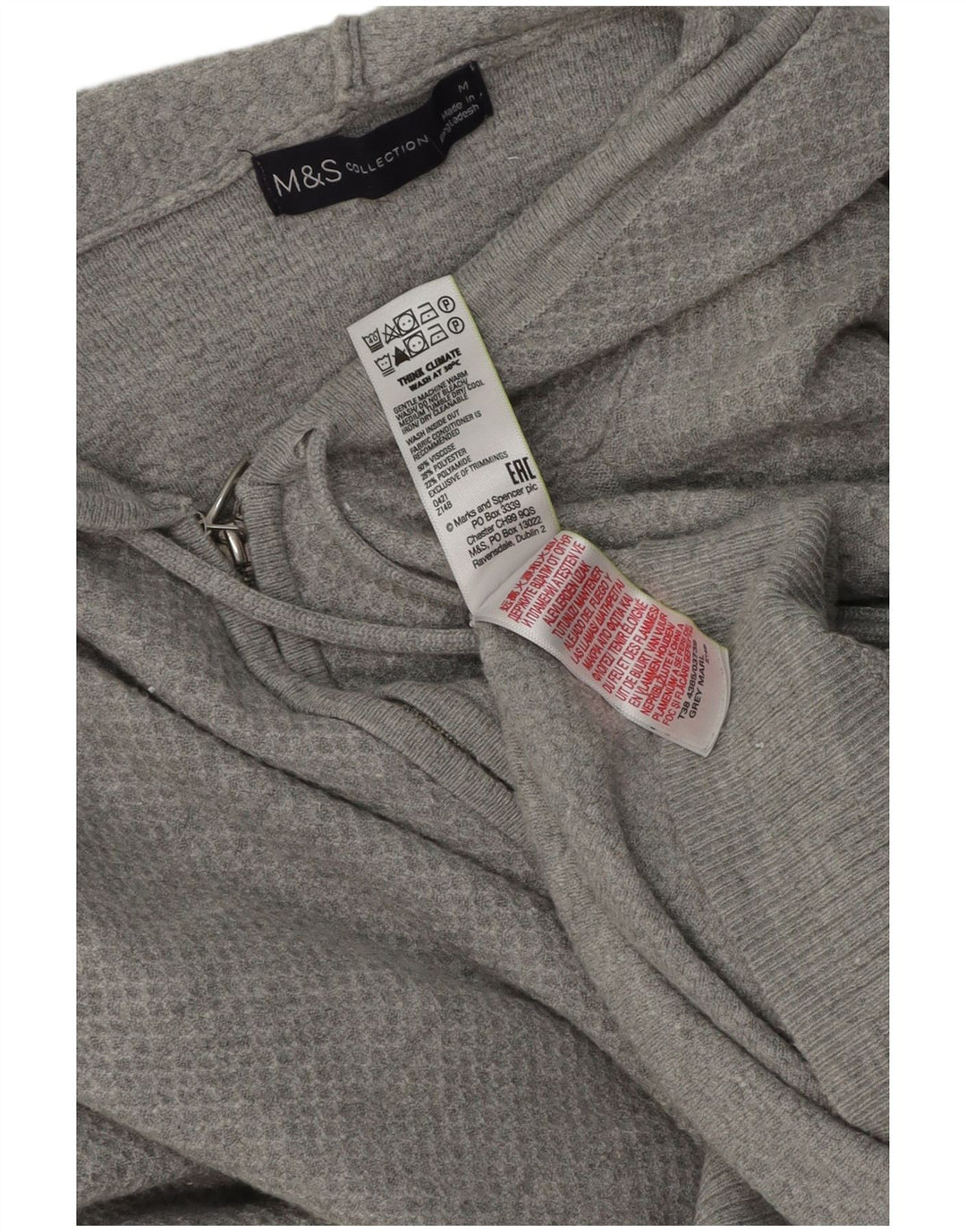 Maglione con cappuccio e zip da donna Marks & Spencer UK 14 Viscosa grigio medio