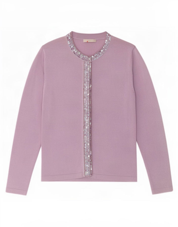 Maglione cardigan da donna Marks & Spencer UK 10 piccolo viola