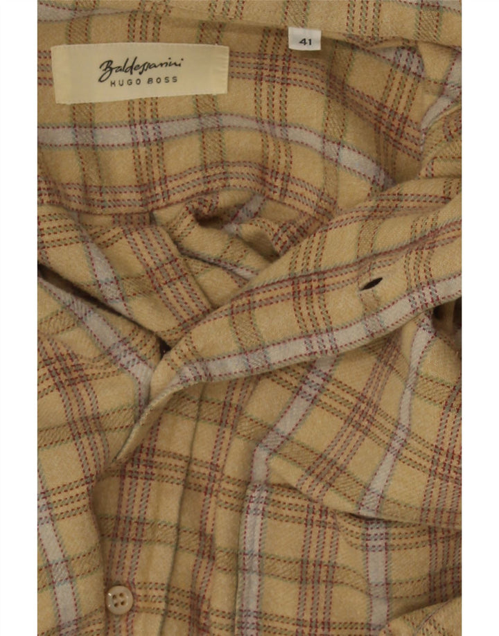 Camicia in flanella da uomo Hugo Boss taglia 41 grande quadri beige