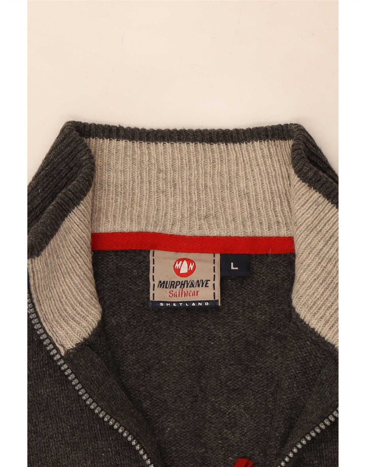 Maglione da uomo con zip e collo Murphy & Nye grande grigio