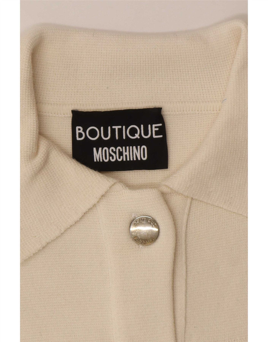 Maglione cardigan da donna Moschino UK 8 Small Off White Wool