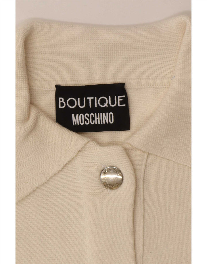 Maglione cardigan da donna Moschino UK 8 Small Off White Wool