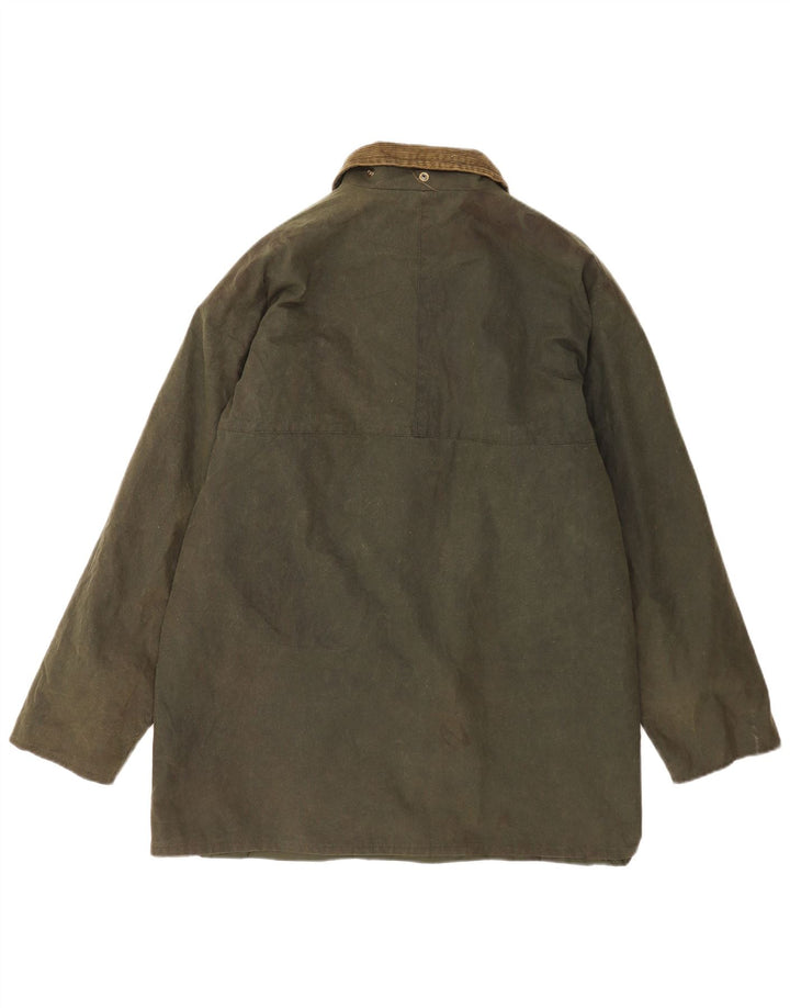 Soprabito vintage da uomo in cotone cerato UK 40 grande verde