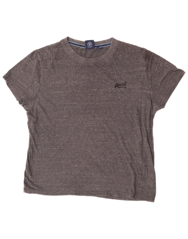T-shirt da uomo Superdry Top XL in cotone chiazzato grigio
