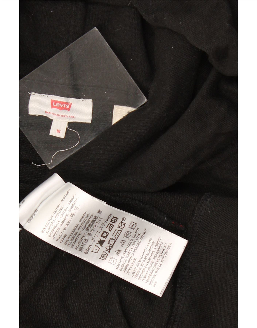 Maglione con cappuccio grafico oversize da donna LEVI'S UK 18 XL cotone nero