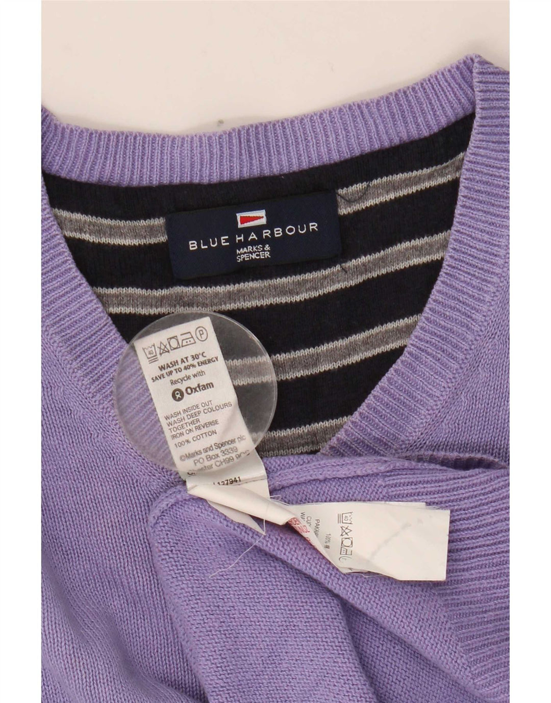 Maglione da uomo con scollo a V blu Harbour Marks & Spencer viola medio
