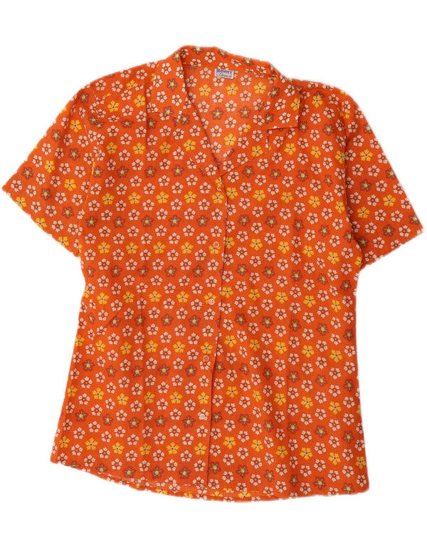 Roveri Donna Camicia a maniche corte da donna Camicetta UK 14 Arancione medio floreale