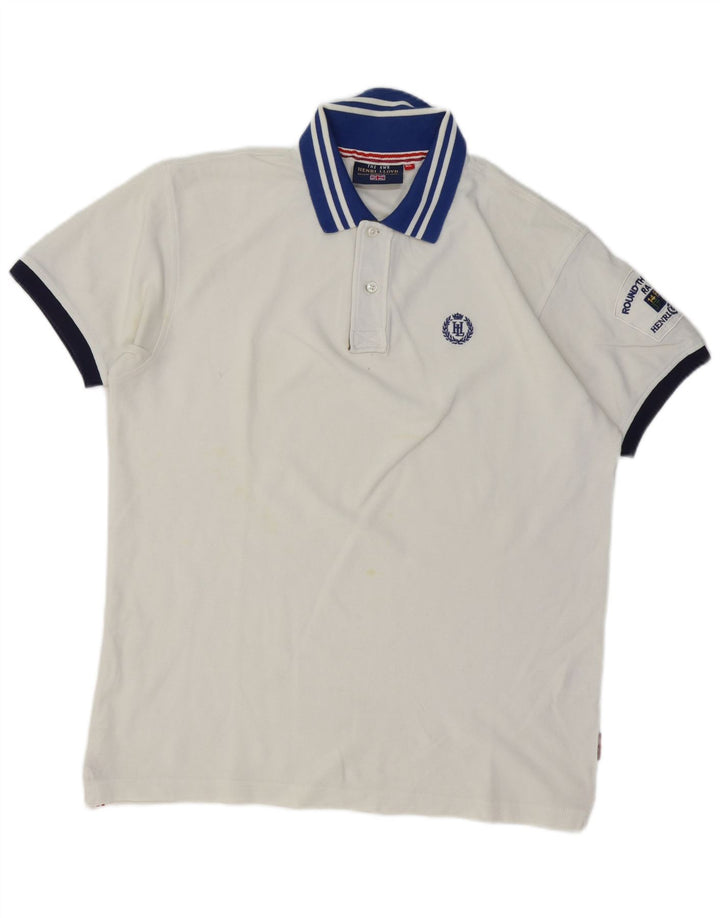 Polo da rugby da uomo HENRI LLOYD XL in cotone bianco