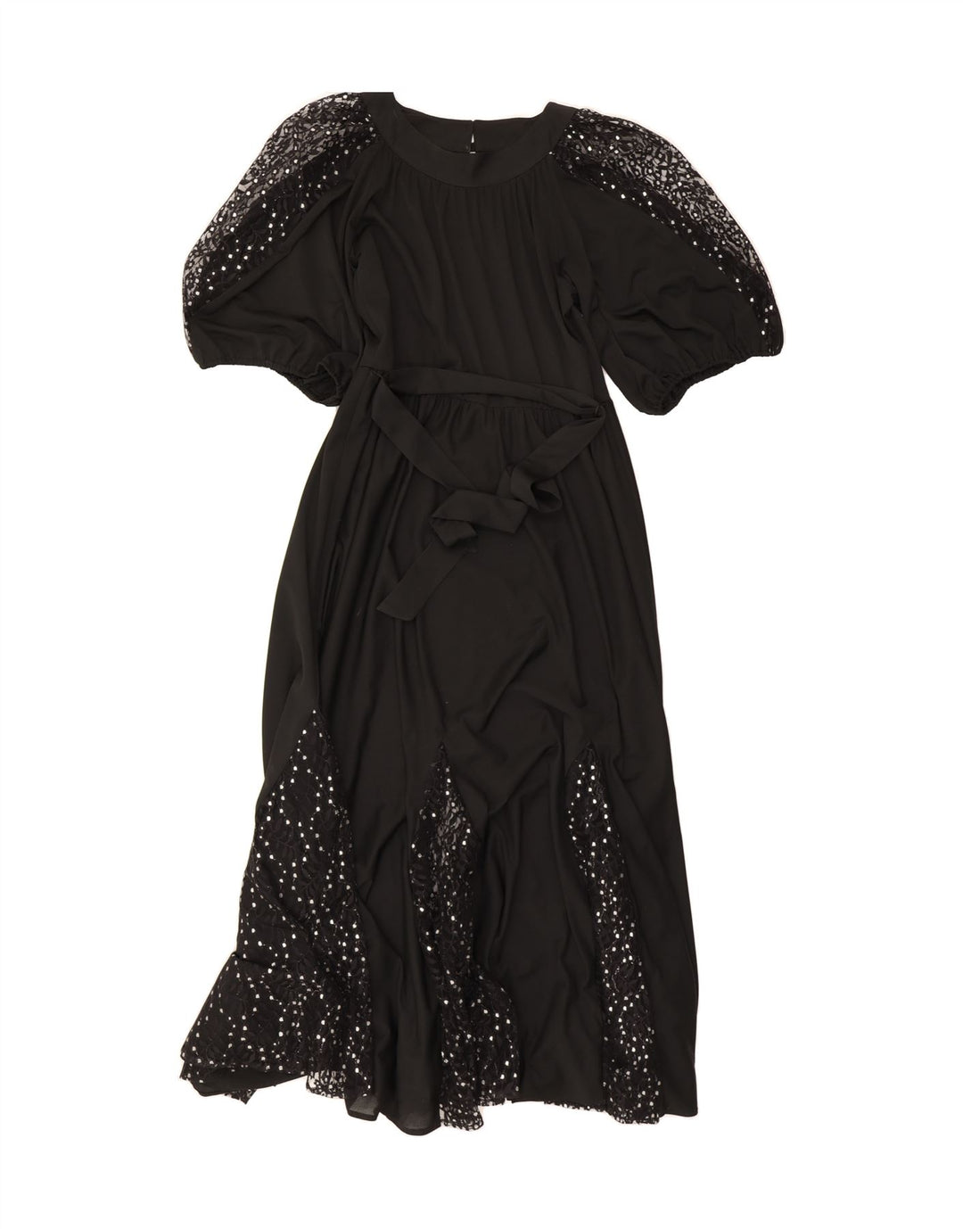 VINTAGE Womens Maxi Dress EU 40 Medium Black Polyester Vintage Vintage and Second-Hand Vintage from Messina Hembry 