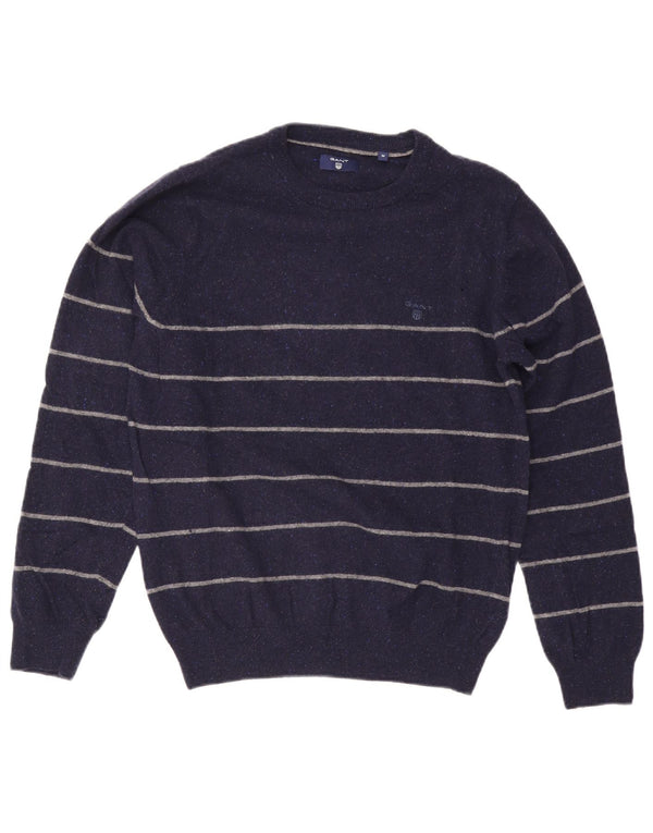 Gant Maglione da uomo girocollo in lana a righe medie blu navy