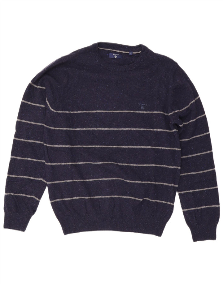 Gant Maglione da uomo girocollo in lana a righe medie blu navy