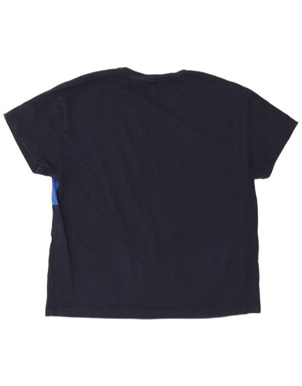 T-shirt grafica da uomo Benetton Top Large in cotone color block blu navy