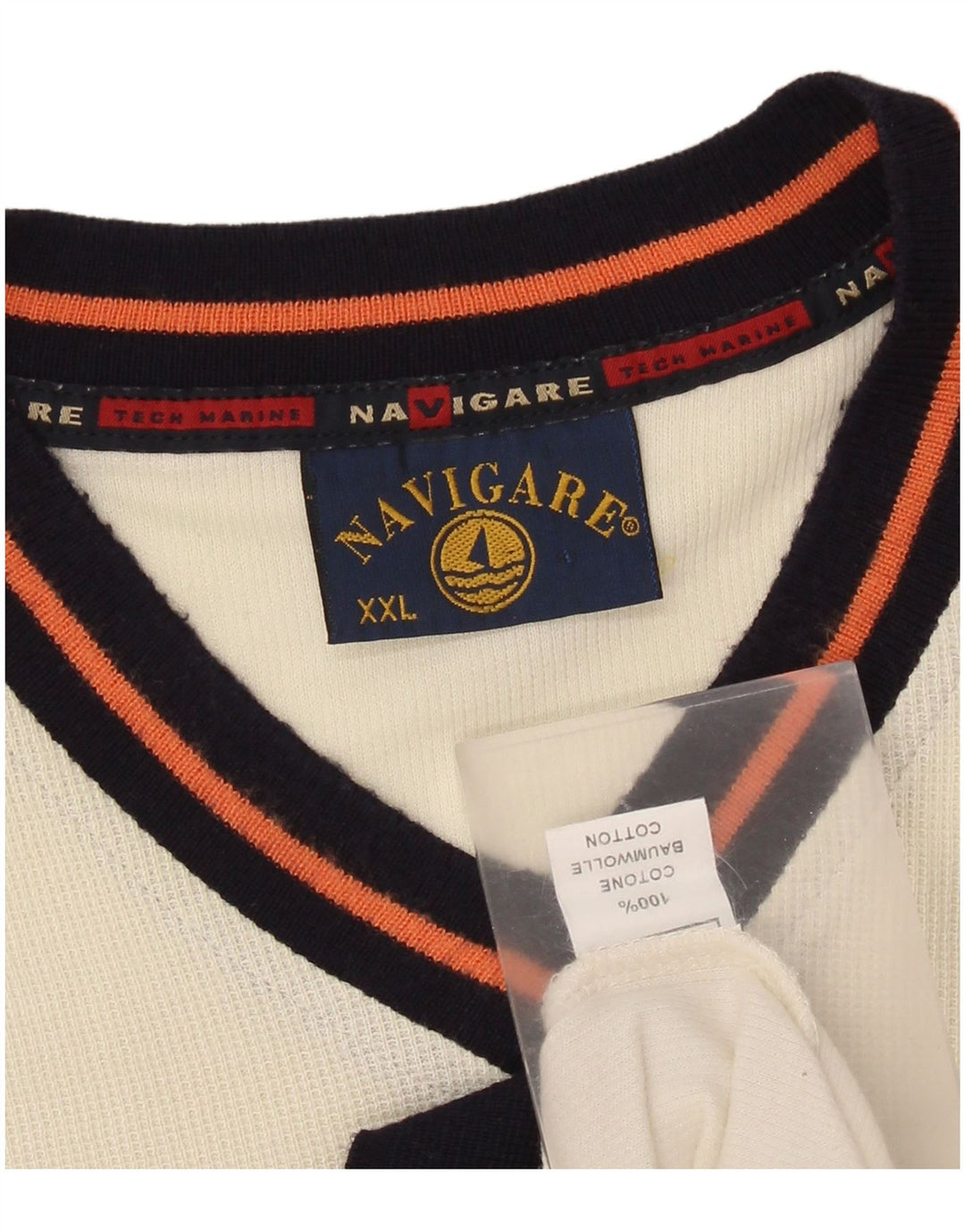 T-shirt da uomo Navigare Top 2XL in cotone bianco sporco