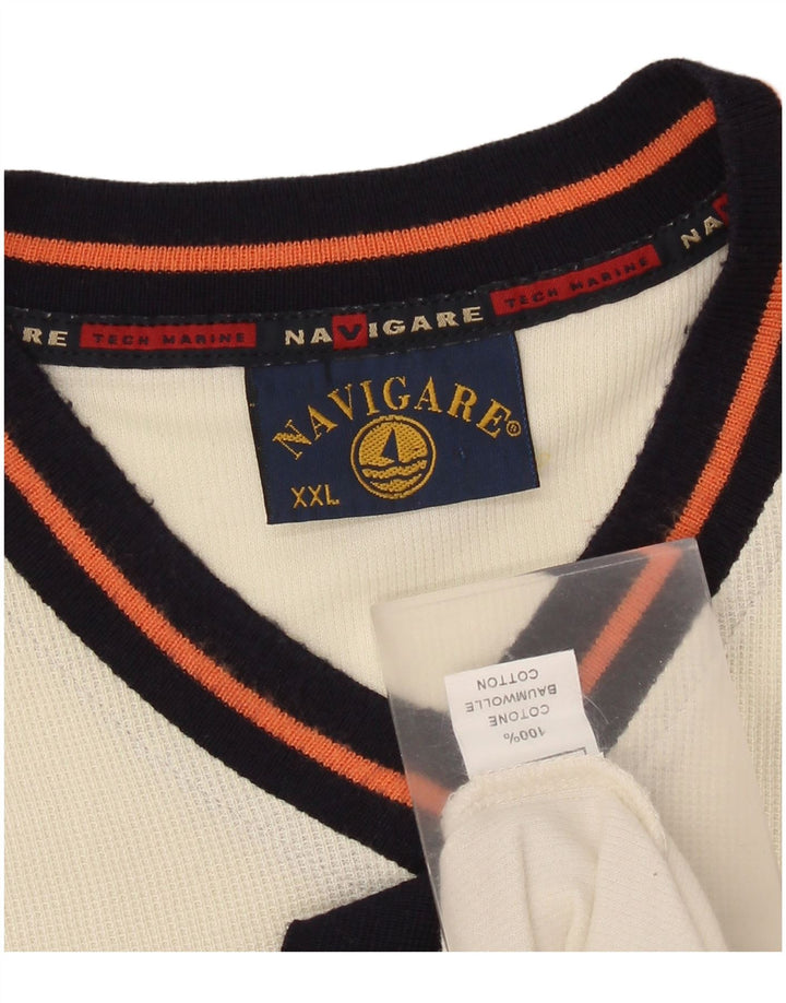 T-shirt da uomo Navigare Top 2XL in cotone bianco sporco