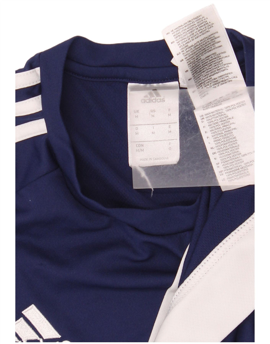 T-shirt Adidas Climalite da uomo Top medio in poliestere color block blu navy