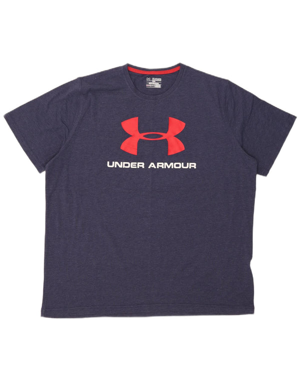 Maglietta grafica da uomo Under Armour Heat Gear Top 2XL Blu navy
