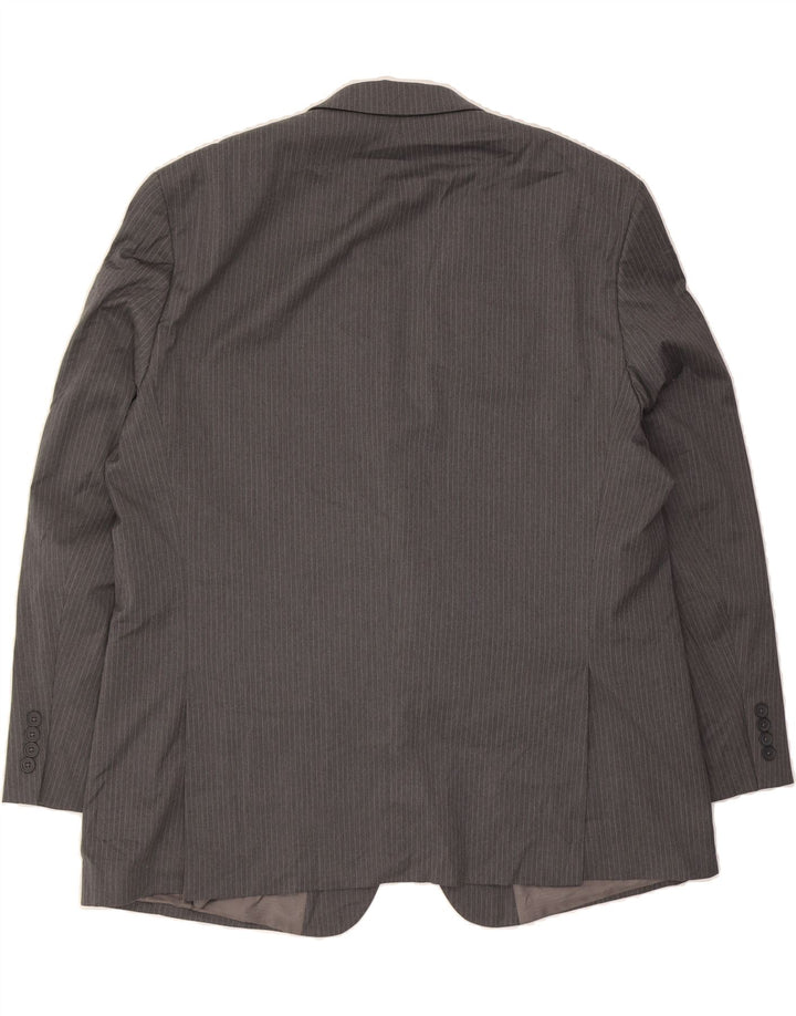 IZOD Mens 2 Button Blazer Jacket IT 50 Large Grey Pinstripe Polyester Vintage Izod and Second-Hand Izod from Messina Hembry 