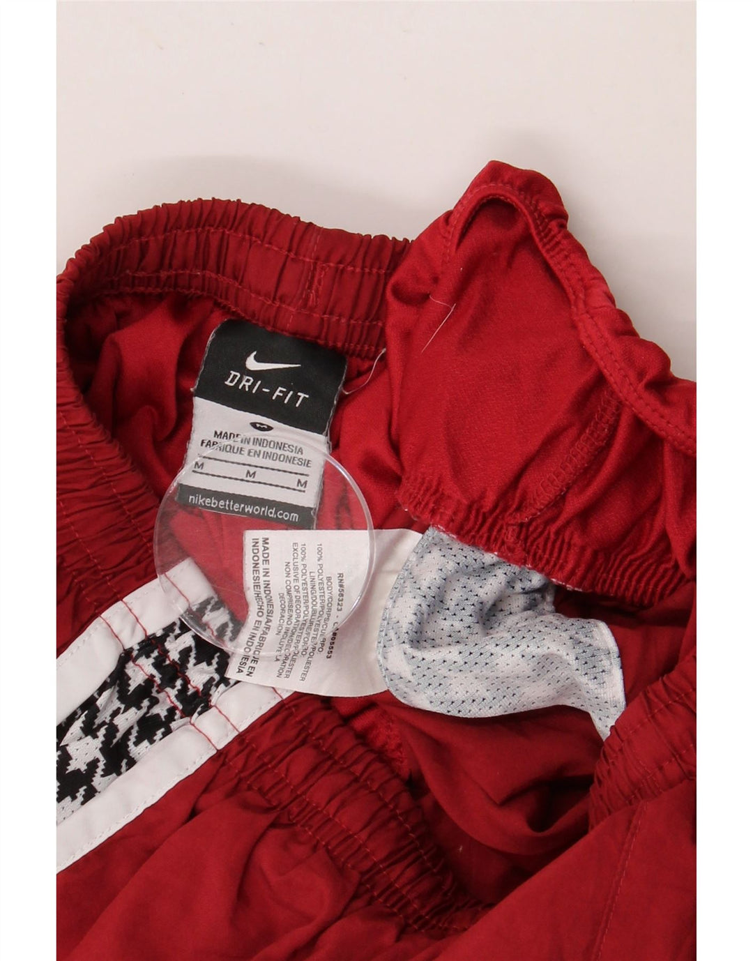 NIKE Pantaloncini sportivi grafici Dri Fit da donna UK 12 Medium Maroon Pied de poule