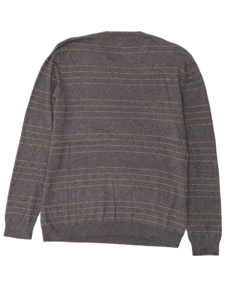 Maglione maglione girocollo da uomo John Lewis in cotone a righe blu medio