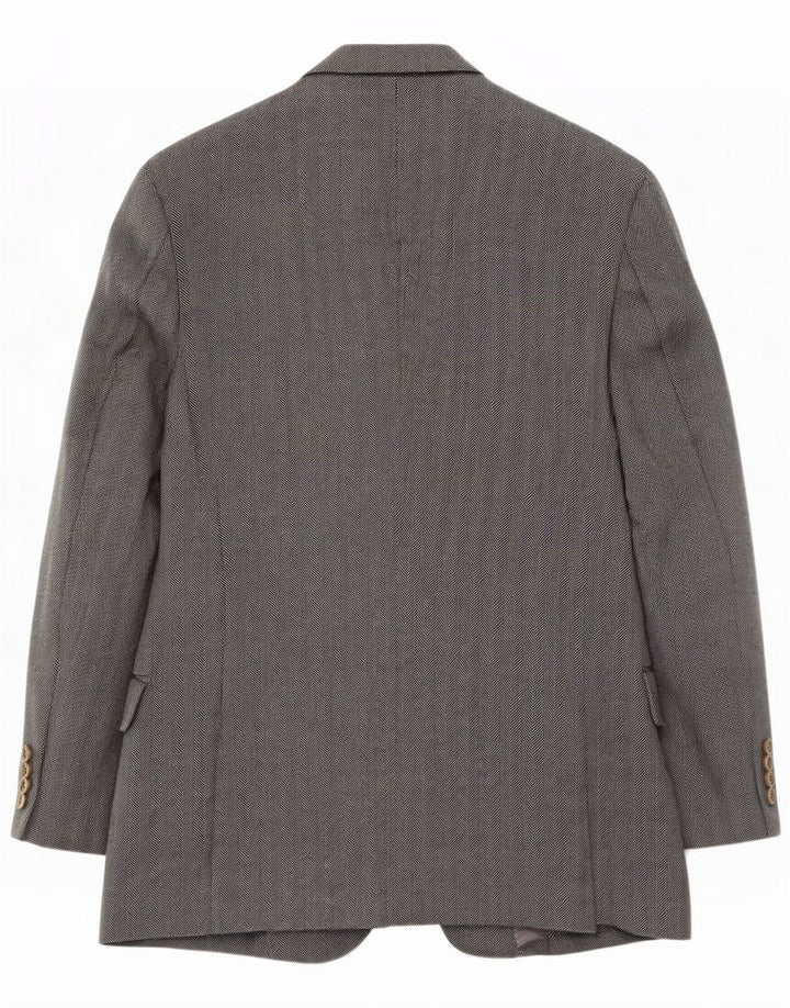 Tommy Hilfiger Uomo Giacca blazer a 3 bottoni UK 40 Large Grey Herringbone