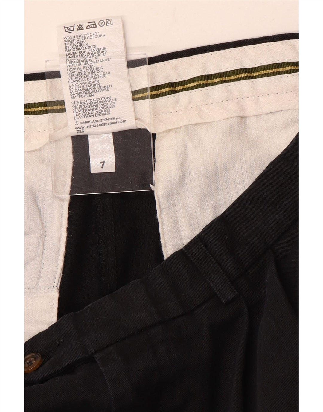 Pantaloni da abito con pegging da uomo Marks & Spencer W34 L31 cotone nero
