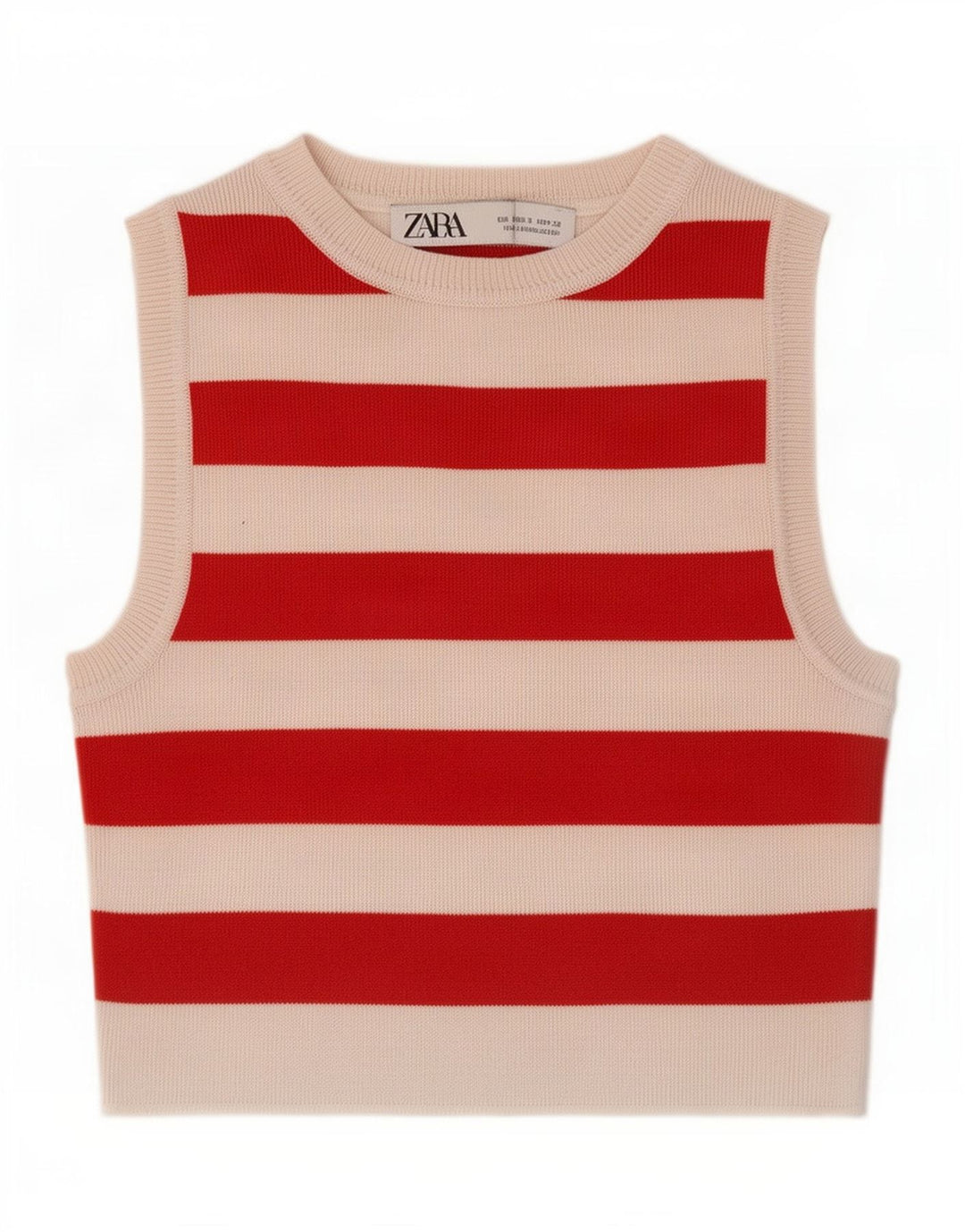Canotta corta da donna Zara UK 8 piccola a righe rosse
