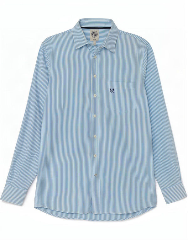 Crew Clothing Camicia da uomo dalla vestibilità classica, piccola in cotone gessato blu