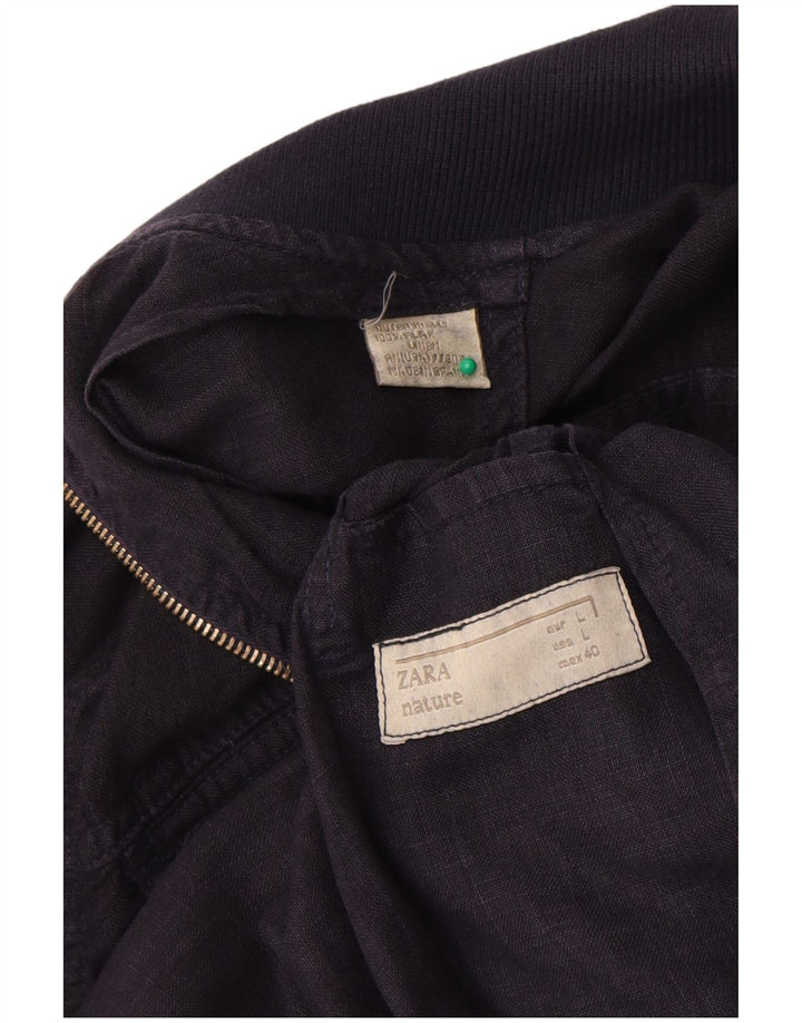 Giacca utility da uomo Zara UK 40 grande lino blu navy