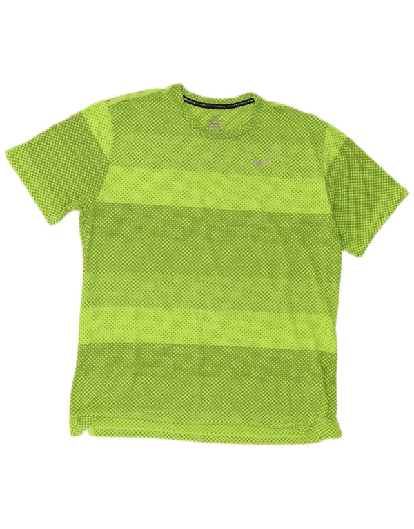 T-shirt Nike da uomo Dri Fit Top XL verde geometrico in poliestere