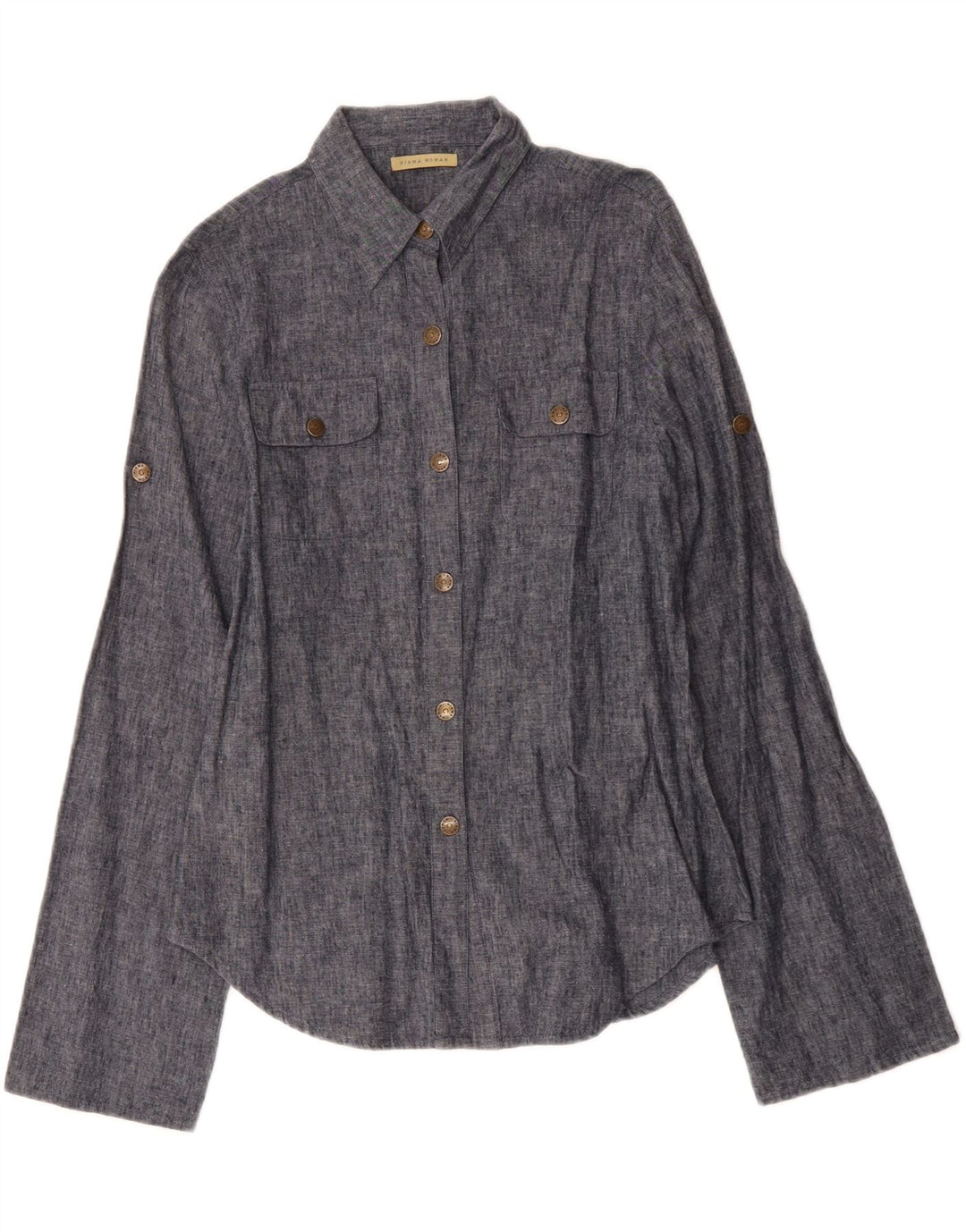 CONBIPEL Womens Niama Shirt Blouse UK 12 Medium Grey Linen Vintage Conbipel and Second-Hand Conbipel from Messina Hembry 