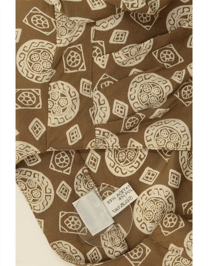 Camicetta vintage da donna con maniche a 3/4 IT 43 Acetato geometrico kaki medio