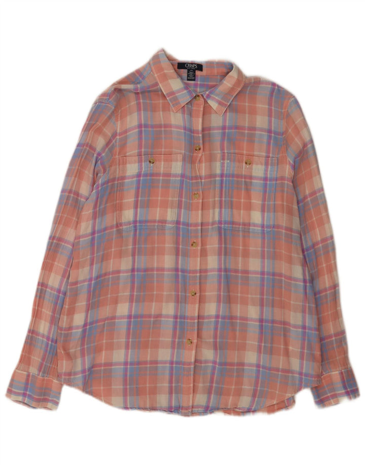 Camicia in flanella da donna Chaps UK 16 cotone a quadri rosa grande