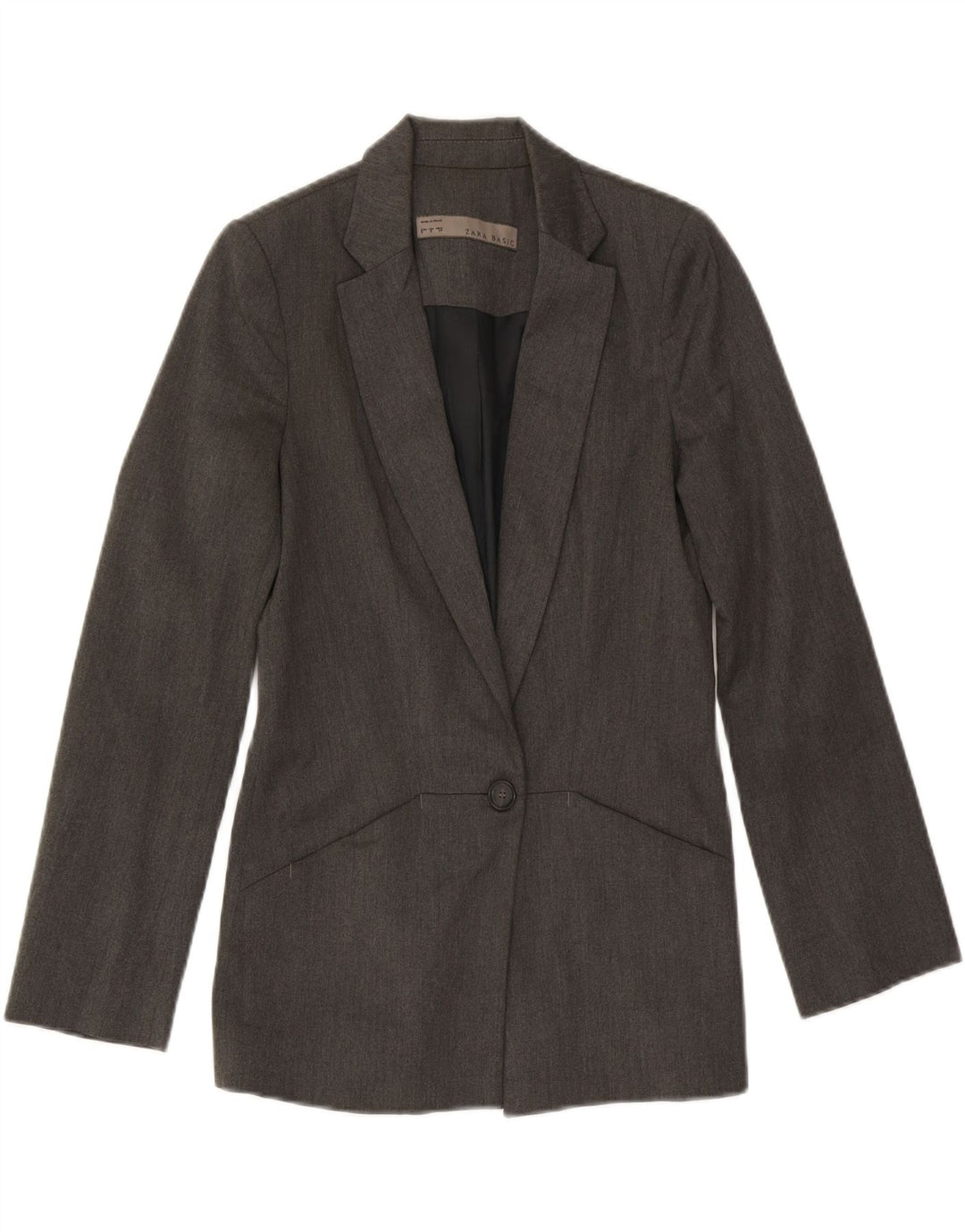 Giacca blazer a 1 bottone da donna Zara UK 10 piccola poliestere grigio